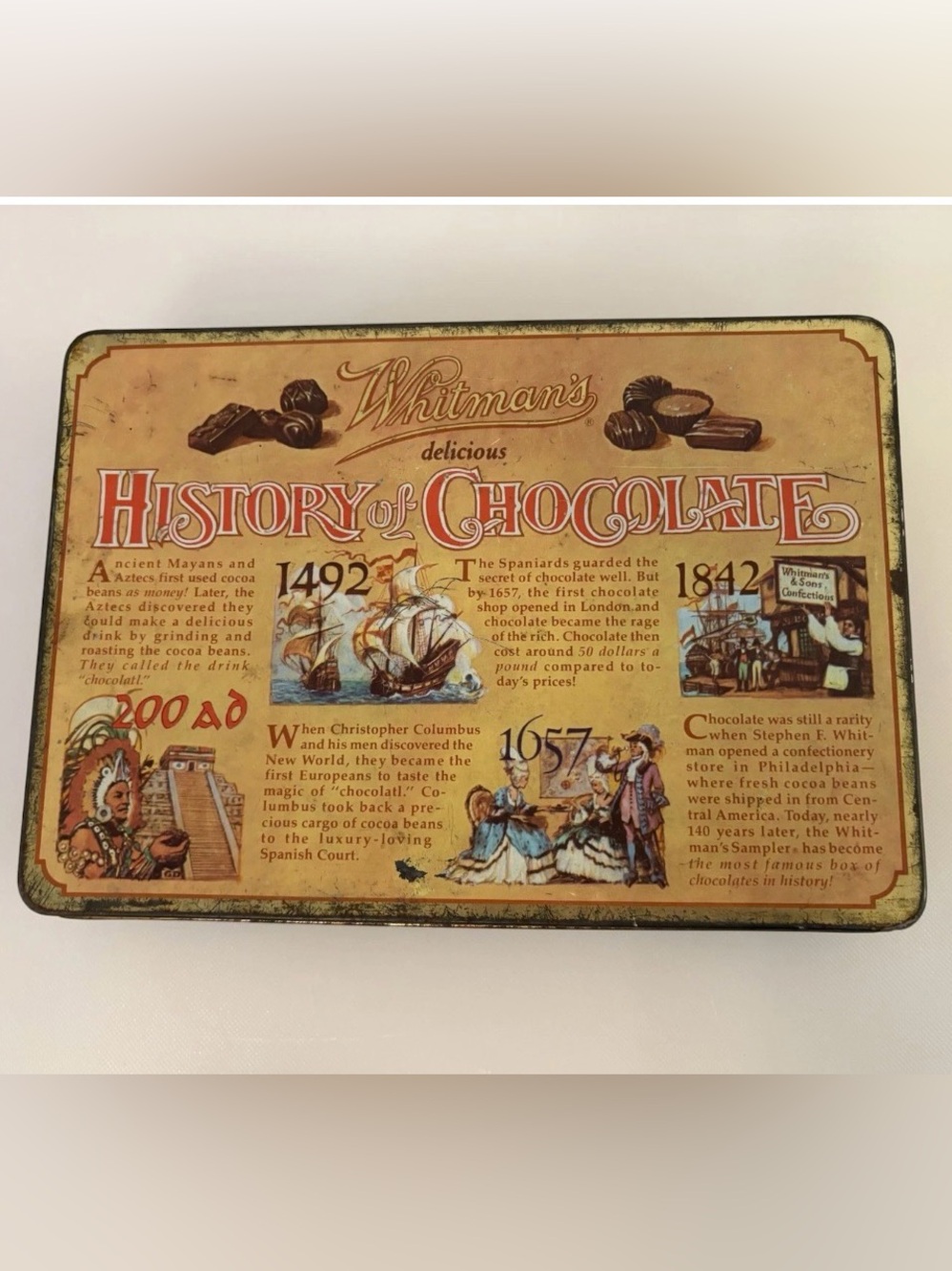 Whitman's 'History of Chocolate' Decorative Tin - Collectable